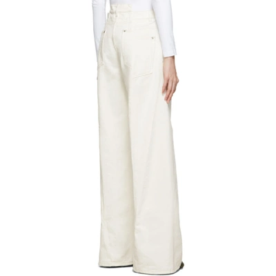 Shop Maison Margiela Off-white Wide-leg Decortique Asymmetric Jeans In 099 Off Whi