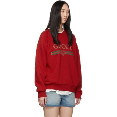 Shop Gucci Red Sequin 'sine Amore Nihil' Sweater