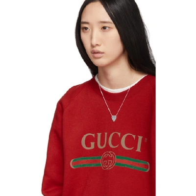 Shop Gucci Red Sequin 'sine Amore Nihil' Sweater