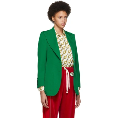 Shop Gucci Green Wool Blazer In 3724 Green