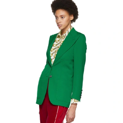 Shop Gucci Green Wool Blazer In 3724 Green