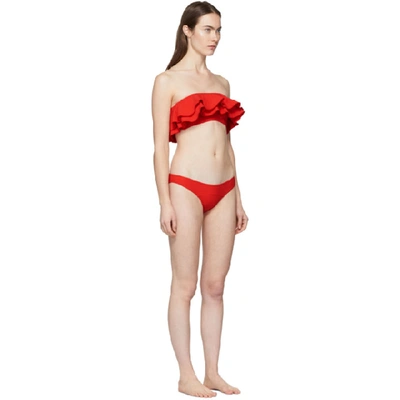 Shop Lisa Marie Fernandez Red Crepe Sabine Bikini In Tomato