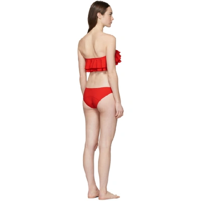 Shop Lisa Marie Fernandez Red Crepe Sabine Bikini In Tomato