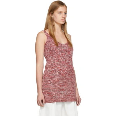 Shop Bottega Veneta Red & White Knit Pattern Tank Top In 6565 Red