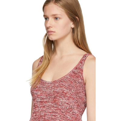 Shop Bottega Veneta Red & White Knit Pattern Tank Top In 6565 Red