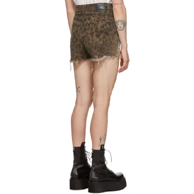 Shop R13 Tan Shredded Slouch Shorts In Leopard