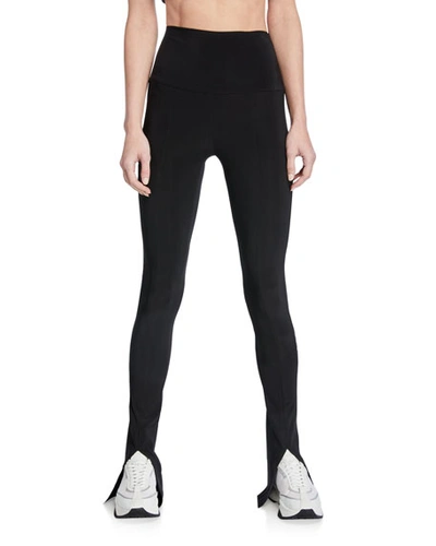 Black Spat slit-hem stretch-jersey leggings