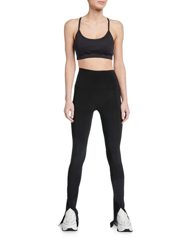 Norma Kamali Spat Split-hem Jersey Leggings In Black