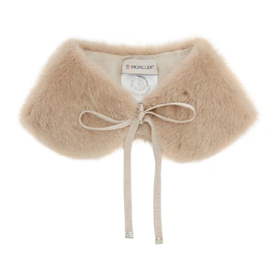 Shop Moncler Pink Fur Collar In 529 Pink