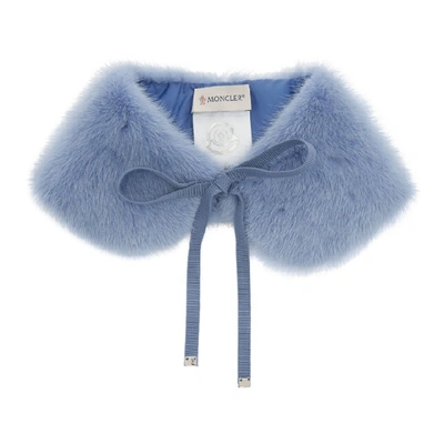 Shop Moncler Blue Fur Collar In 70c Light B
