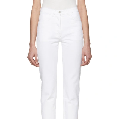 A-PLAN-APPLICATION 白色直筒九分牛仔裤