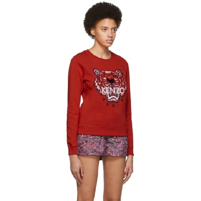 Shop Kenzo Red Limited Edition Embroidered Tiger Sweatshirt In 21 Dark Red