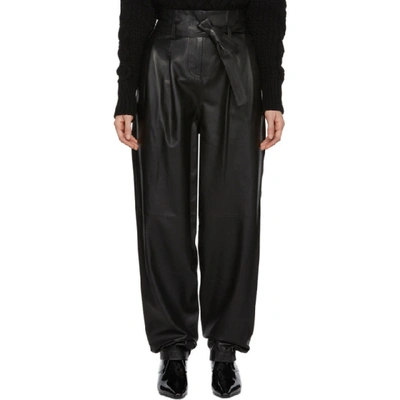 Shop Wandering Black Belted Leather Trousers