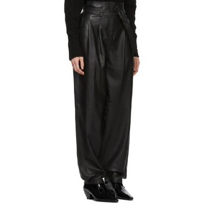 Shop Wandering Black Belted Leather Trousers