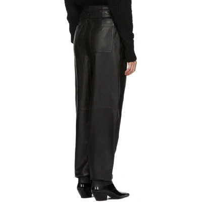 Shop Wandering Black Belted Leather Trousers