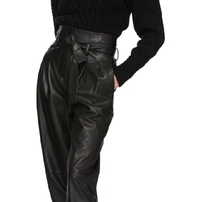 Shop Wandering Black Belted Leather Trousers