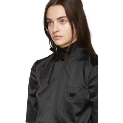 Shop Prada Black Silk Duchess Turtleneck