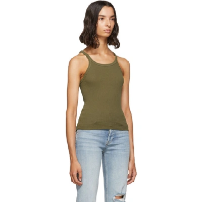 Shop Re/done Green Originals Ribbed Tank Top In Armygreen