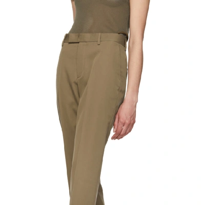 Shop Helmut Lang Beige Cropped Trousers In Patina
