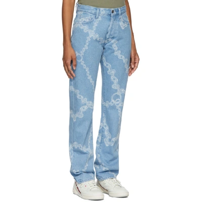 Shop Aries Blue Lilly Chain Print Jeans