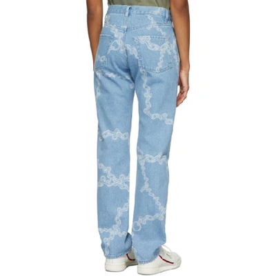 Shop Aries Blue Lilly Chain Print Jeans