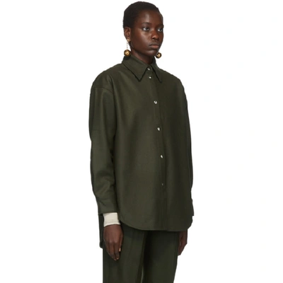 Shop Acne Studios Green Flannel Shirt In Forest Gree