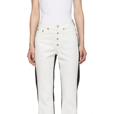 Shop Mm6 Maison Margiela White And Black Two Tone Jeans In White/black