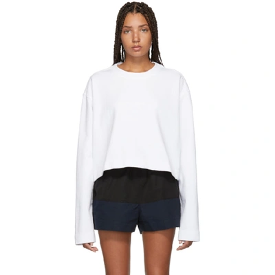 Shop Acne Studios White Cropped Odice Sweatshirt In Optic White