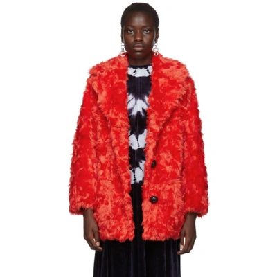 Shop Proenza Schouler Red Pswl Faux Shearling Coat In 00834 Poppy