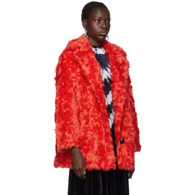 Shop Proenza Schouler Red Pswl Faux Shearling Coat In 00834 Poppy