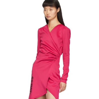 Shop Off-white Pink Side Opening Mini Dress In Fuchsia/bla