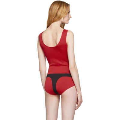 Shop Rudi Gernreich Red And Black Knit Bodysuit In Red/black