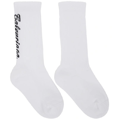 Shop Balenciaga White Tennis Socks In 9060 Wht Bl