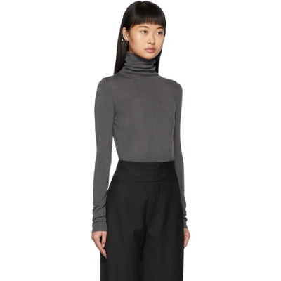 Shop Totême Toteme Grey Merino Wool Navais Turtleneck In 396 Charcoa