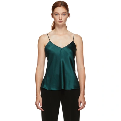 Shop Simone Perele Green Silk Dream Tank Top In 0642 Peacoc