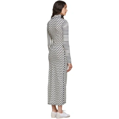 Shop Loewe Navy & White Stripe Jersey High Neck Dress