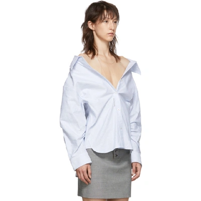 Shop Alexander Wang Blue And White Falling Shirt In 989 Blue/wh