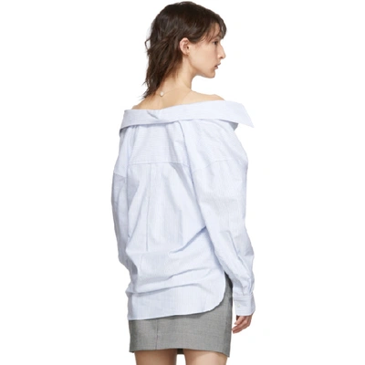 Shop Alexander Wang Blue And White Falling Shirt In 989 Blue/wh