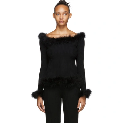 Shop Opening Ceremony Black Feather Trim Sweater In 0001 Black