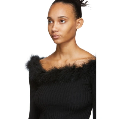 Shop Opening Ceremony Black Feather Trim Sweater In 0001 Black