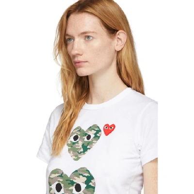 Shop Comme Des Garçons Play Comme Des Garcons Play White Camo Double Heart T-shirt