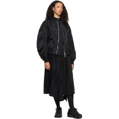 Shop Sacai Navy And Black Melton Wool Pleated Skirt In 202 Nav Blk