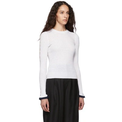 Shop See By Chloé See By Chloe White Open Knit Crewneck Sweater In 107 Milk