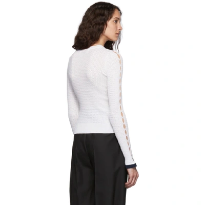 Shop See By Chloé See By Chloe White Open Knit Crewneck Sweater In 107 Milk