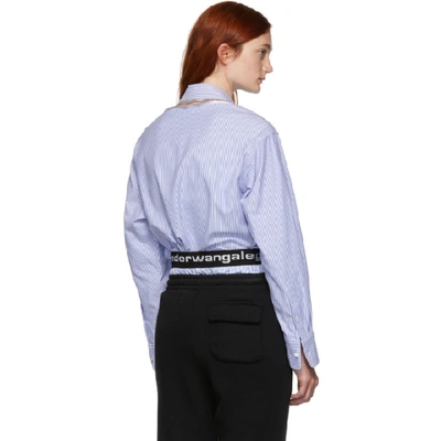 Shop Alexander Wang Blue Striped Shoulder Zipper Shirt In 980 Blstrip