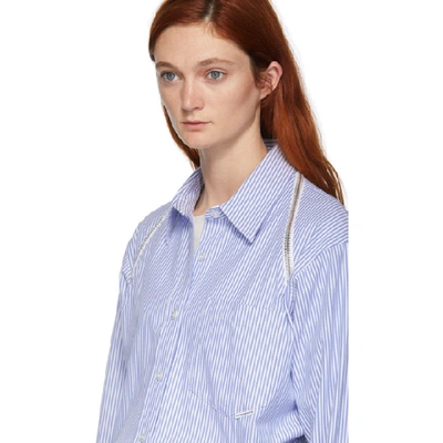 Shop Alexander Wang Blue Striped Shoulder Zipper Shirt In 980 Blstrip