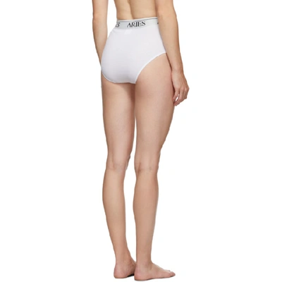 Shop Aries White Ribbed High Waist Briefs