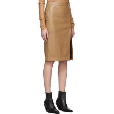 Shop We11 Done We11done Beige Faux-leather Front Slit Skirt