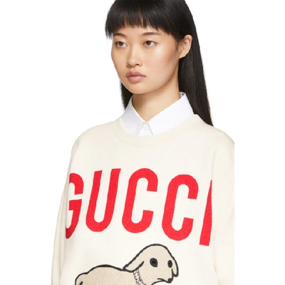 Shop Gucci Off-white Oversized Lamb Sweatshirt In 9230 Natura