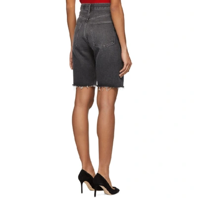 Shop Agolde Grey Denim 90s Mid Rise Loose Shorts In Helix